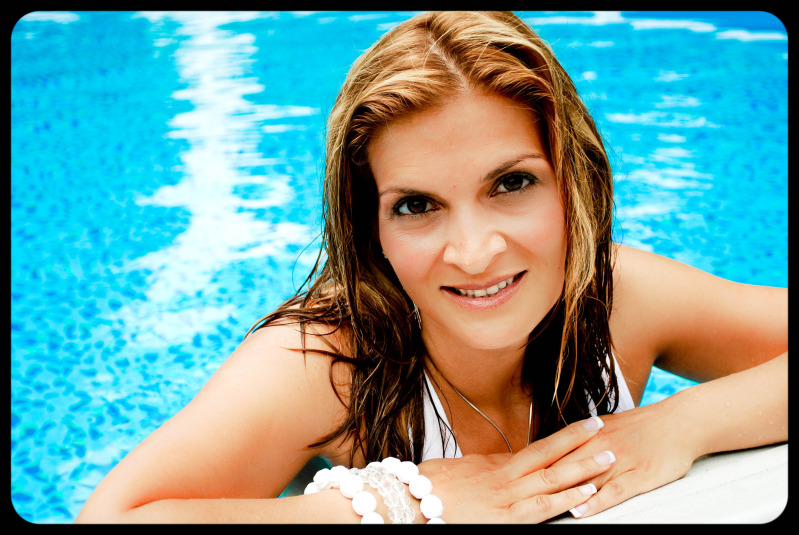 Female model photo shoot of Fairburn Photography in in my pool!
