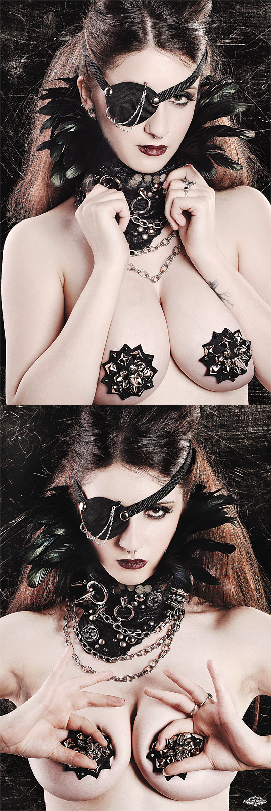 Female model photo shoot of Gothfox Designs and Runfrior by Danger Ninja, clothing designed by Black Lotus Clothing