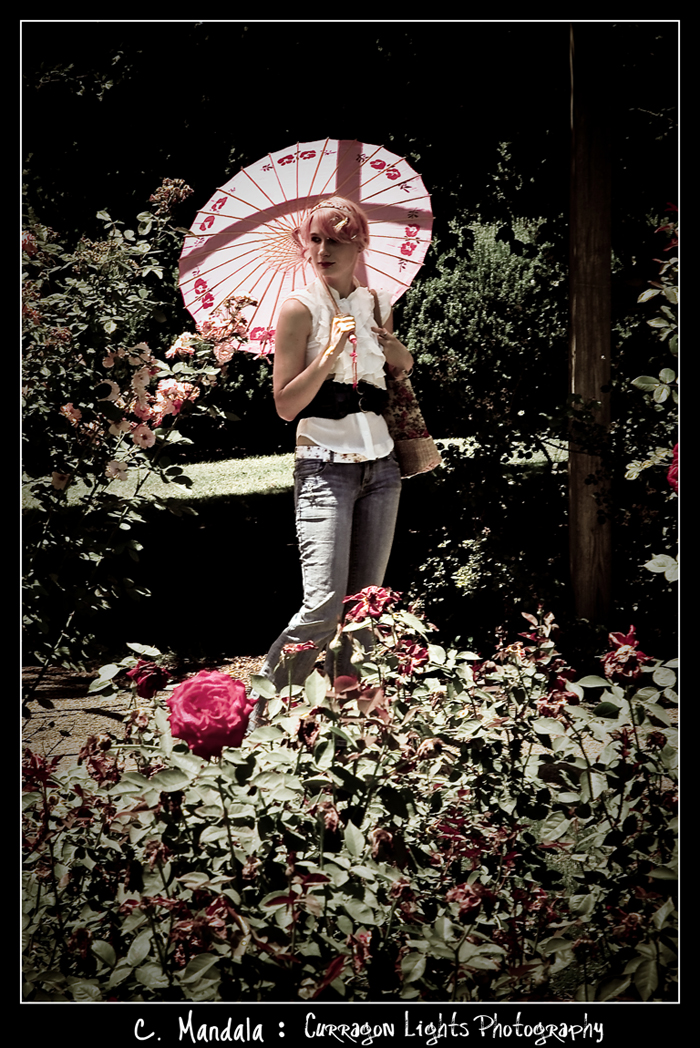 Female model photo shoot of Curragon Lights and Basil Grows in Park Of Roses, Columbus Ohio