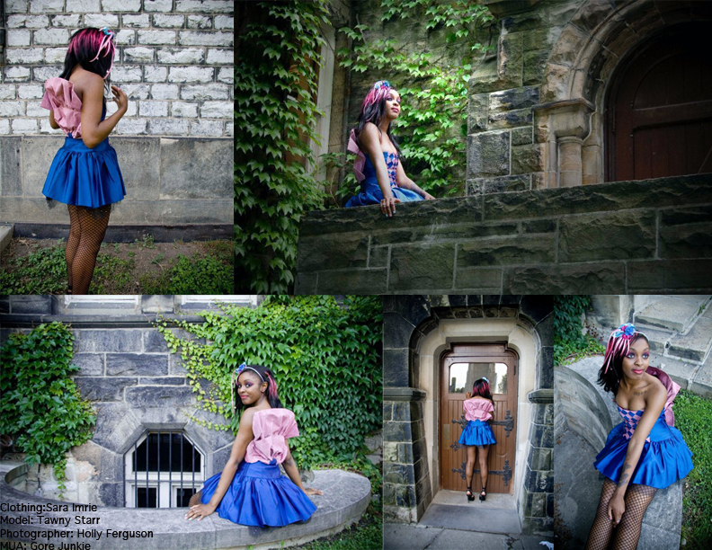 Female model photo shoot of SaraImrie and Tori Sloan by Holly Ferguson in U of T, makeup by Gore Junkie