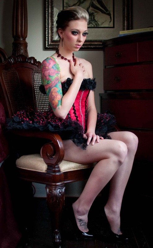 Female model photo shoot of Lyndsey Bass by Miss Chrissy Ink in house