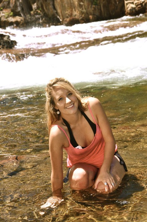 Female model photo shoot of Rachel Kristine by Rusty Kleine in Fallen Leaf Lake Waterfall Tahoe, CA