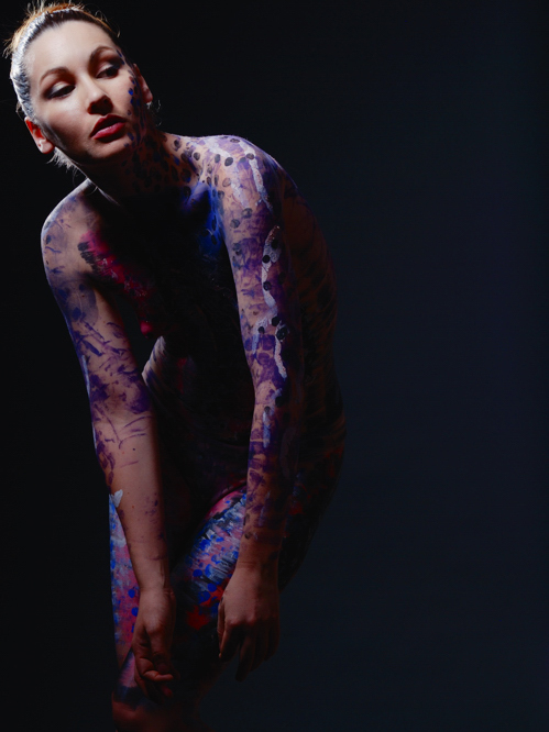 Female model photo shoot of Nina Coletti, body painted by Pintor