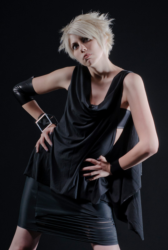 Female model photo shoot of lisamalanij and Coronet, clothing designed by lisamalanij
