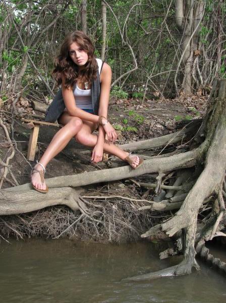 Female model photo shoot of Katelyn Klein in Flint, MI a creek off a dirt road i stumbled into.