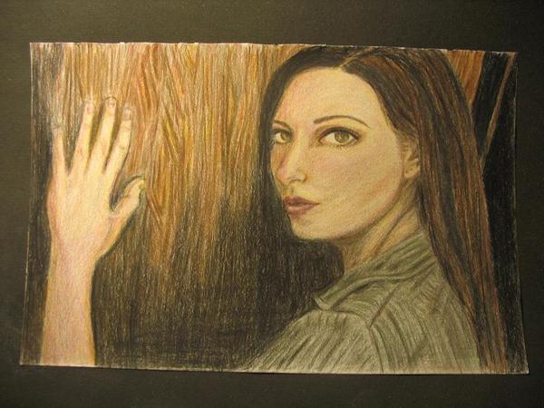Female model photo shoot of FineArt by Alis Angelae in My first attempt at colored pencil