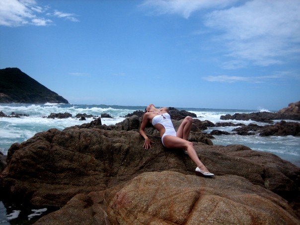 Female model photo shoot of Ellie-Page in private beach, Ajjaccio, Corsica