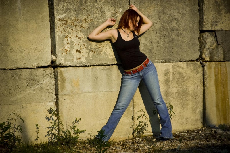 Female model photo shoot of KrissieJ in old building that exploded 2 years ago- troy oh