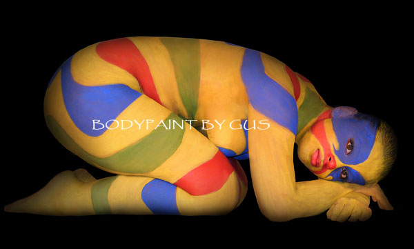 Female model photo shoot of Jessy Julianna Q, body painted by GUS AND LINA