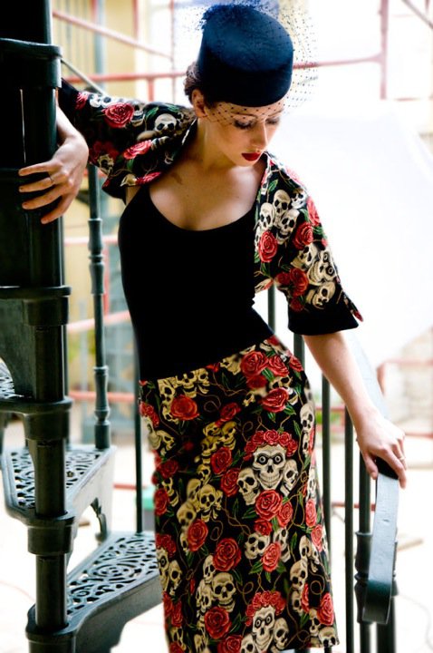 Female model photo shoot of Shibusa Clothing in Shibusa Jacket and Skirt