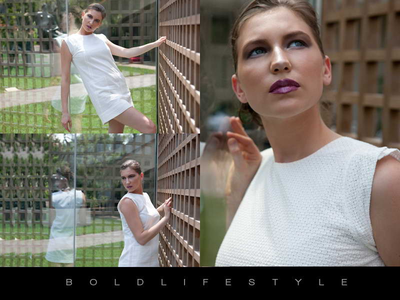 Female model photo shoot of Julia Sosnovskaya by BoldLifestyle in sculpture garden, washington, DC