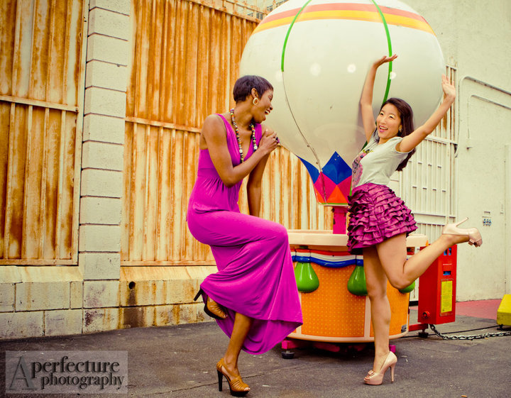 Female model photo shoot of Cute as a Button Acc., Judy L and Shani Hillian by Pamela Lin Photography