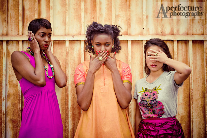 Female model photo shoot of Cute as a Button Acc., Judy L, Shani Hillian and Charlene Abdullah by Pamela Lin Photography