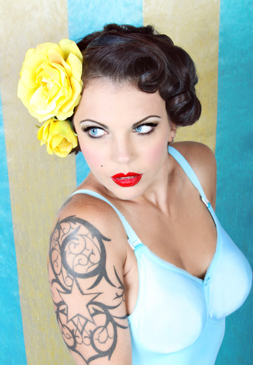 Female model photo shoot of April KC by Vixen PinUp Photography in Studio