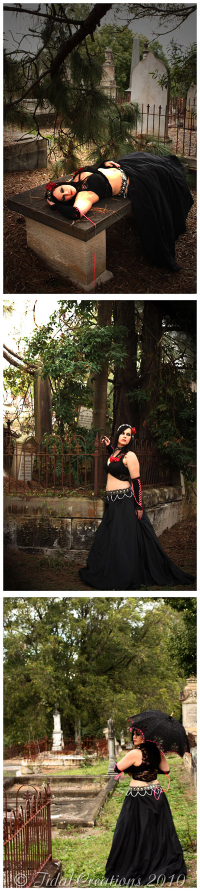 Female model photo shoot of Mz Tide by Tidal Creations in Toowong Cemetery, makeup by Persefoni Tide MUA