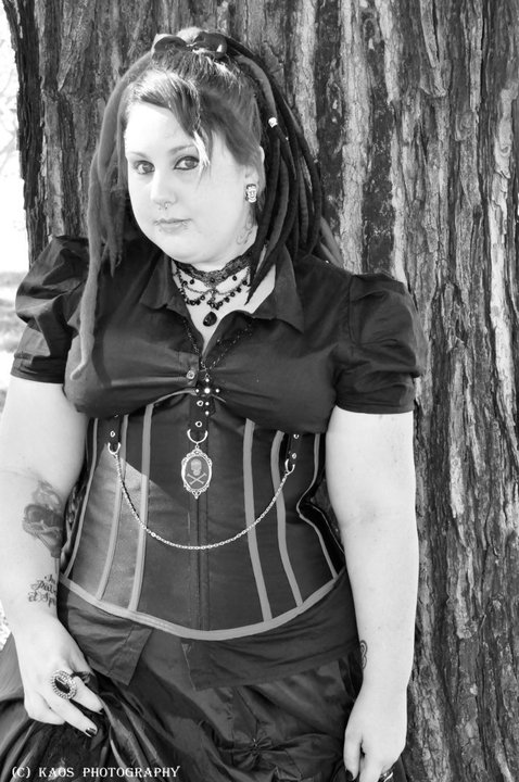 Female model photo shoot of Ruby Neurosis, clothing designed by lady moon designs