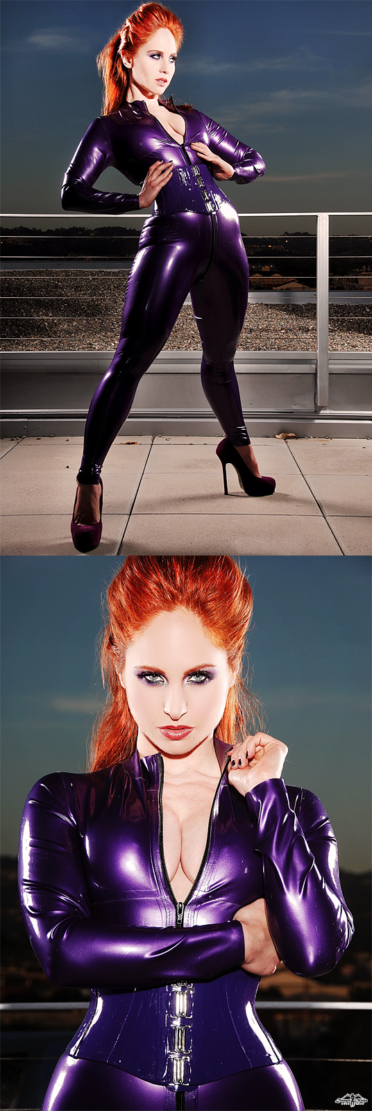 Female model photo shoot of Andrea Rosu by Danger Ninja, makeup by Jonathan Reese