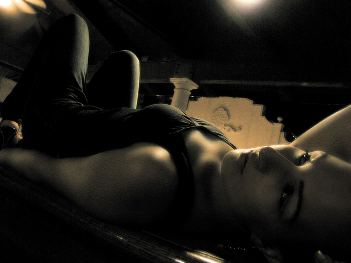 Female model photo shoot of Slick Black Satin in St. Pete