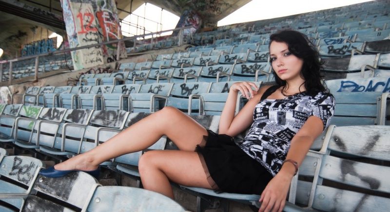 Female model photo shoot of LilyBlack by Bullet Photography in Abandoned Marine Stadium