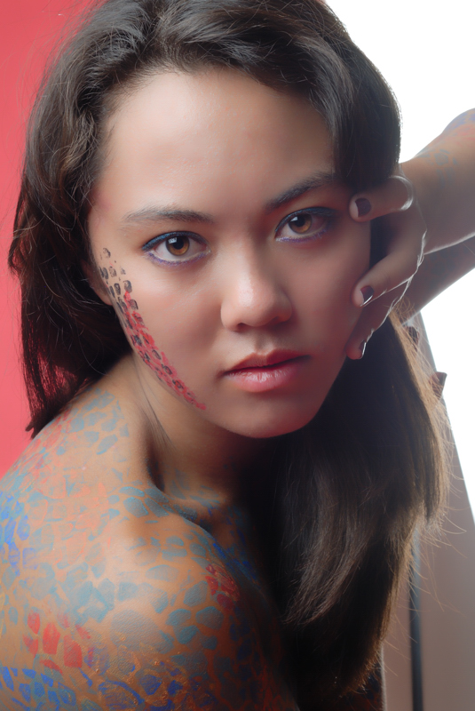 Female model photo shoot of Devin Elisabeth, body painted by Pintor