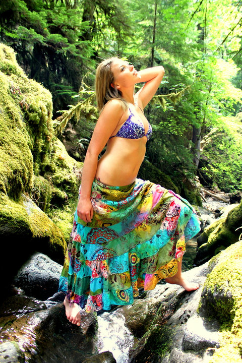 Female model photo shoot of Lucille Buttons in Fall Creek Falls, OR