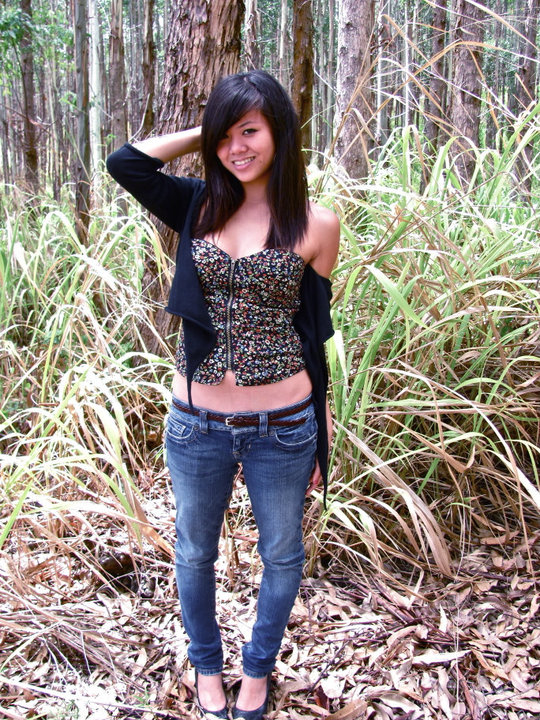 Female model photo shoot of Shannon G Wong in Akaka Falls, Hawaii