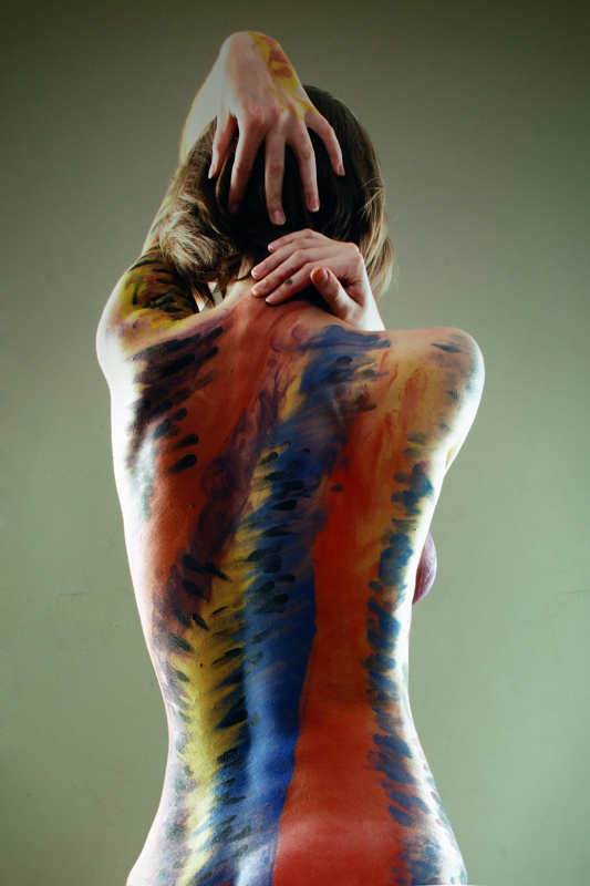 Female model photo shoot of Lyudik, body painted by Pintor