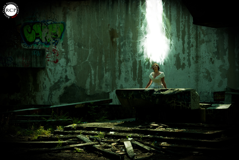 Male and Female model photo shoot of RossClark  and HannahRosemary in St.Peter's Seminary, Cardross, Scotland, makeup by Elle McMillan MUA