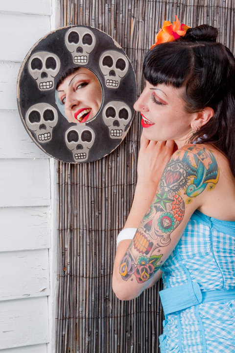 Female model photo shoot of Pin Up Parlor Stylist and Atropine Steele by Joe Allocco