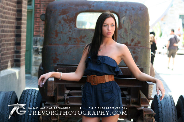 Female model photo shoot of JessNic by TrevorGordonPhotography in Toronto Distillery District