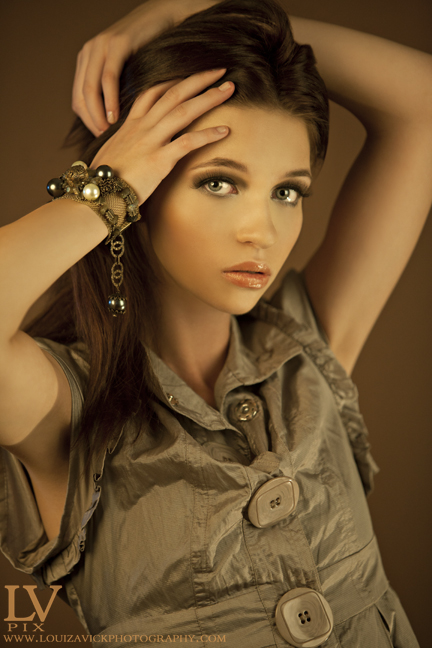 Female model photo shoot of YevArts Jewelry and Deena Kacie by LVpix, hair styled by Bethy Mireles