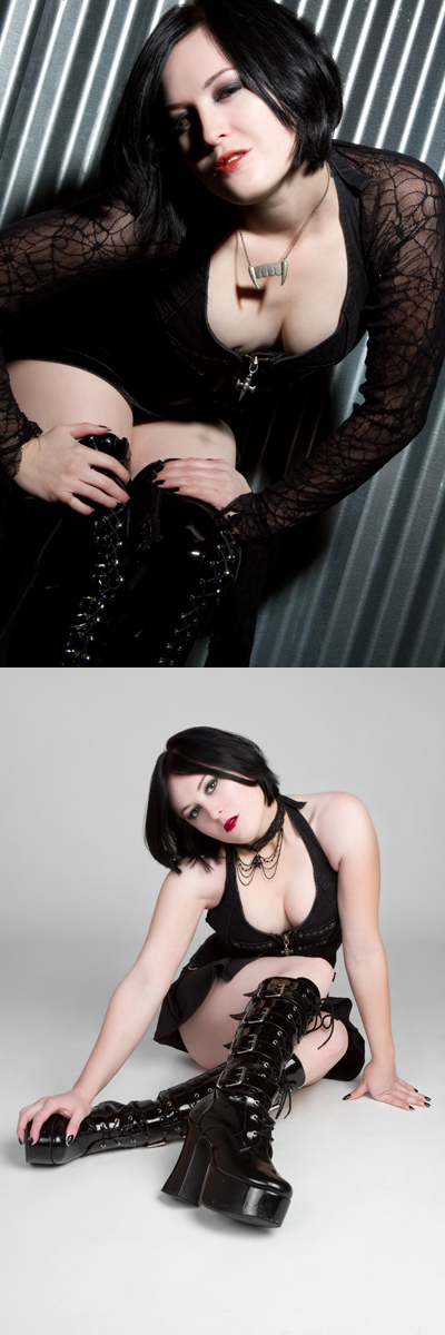 Female model photo shoot of VampireKitten by Jason Stitt in Redlands, CA, makeup by Vamp Makeup