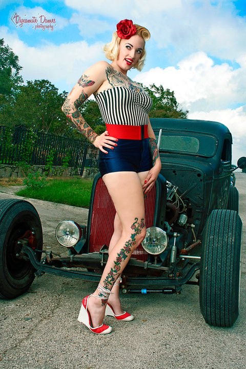Female model photo shoot of Sarah Ann Roork by Dynamite Dames in San Antonio, Texas, hair styled by The Starlet Parlour