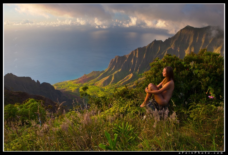 Male and Female model photo shoot of aFeinbergPhotography and allsay in Koke'e, Kauai, Hawaii