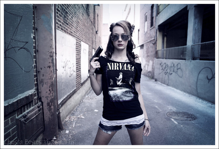 Female model photo shoot of Meg Sixx in mean street