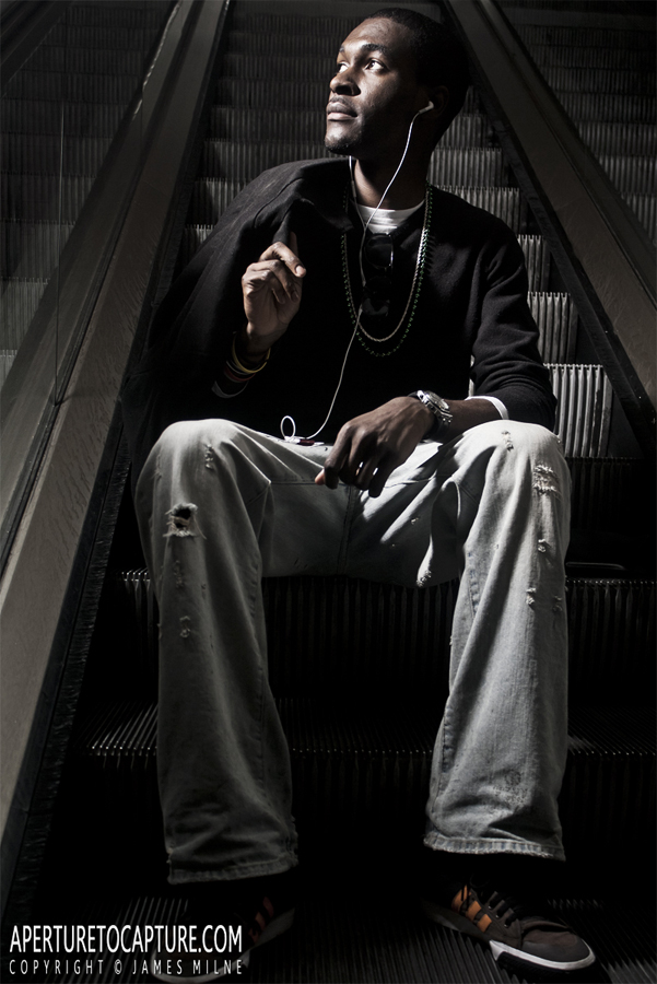 Male model photo shoot of Jim Milne in Escalator in Manchester Precinct