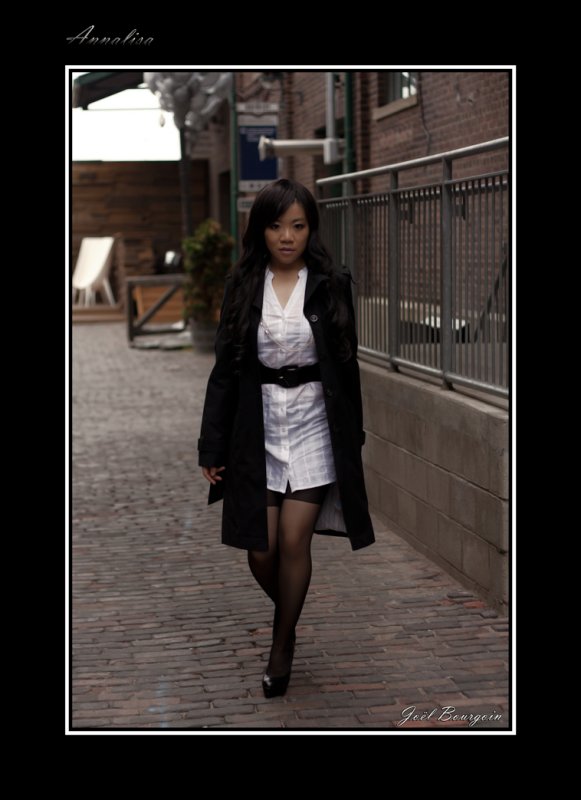 Female model photo shoot of Annalisa Marie by JBourgoin Photographe in Distillery District, Toronto