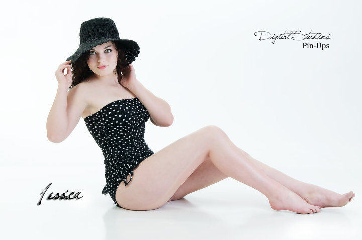 Female model photo shoot of Jessica Angeline by Pin-Ups by Eric J, makeup by Joni Warren
