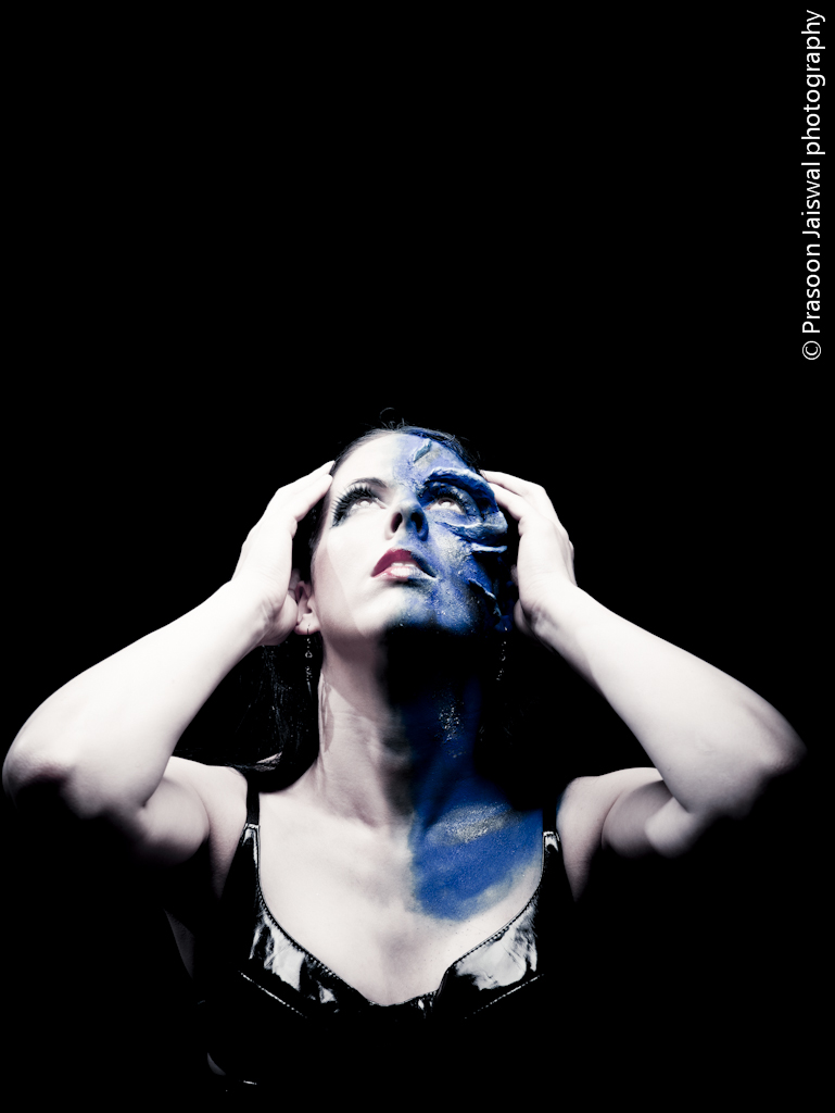 Female model photo shoot of Kimika Blue and Dark Morte by Prasoon Jaiswal, makeup by Kimika Blue