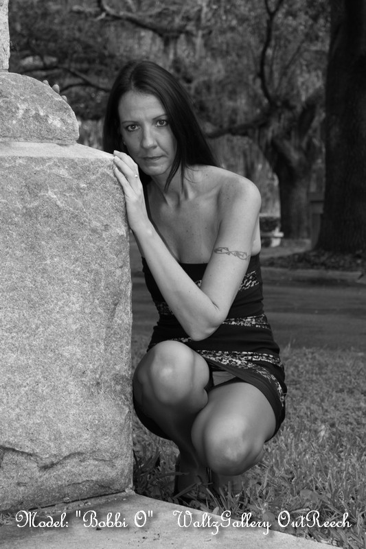 Male and Female model photo shoot of WaltzGallery OutReech and Bobbi O in Evergreen Cemetery, Jacksonville, Fl.