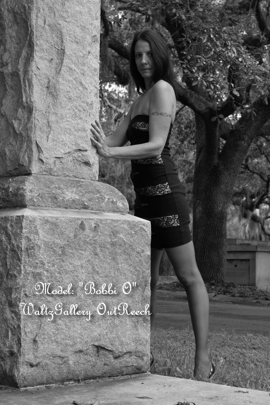Male and Female model photo shoot of WaltzGallery OutReech and Bobbi O in Evergreen Cemetery, Jacksonville, Fl.