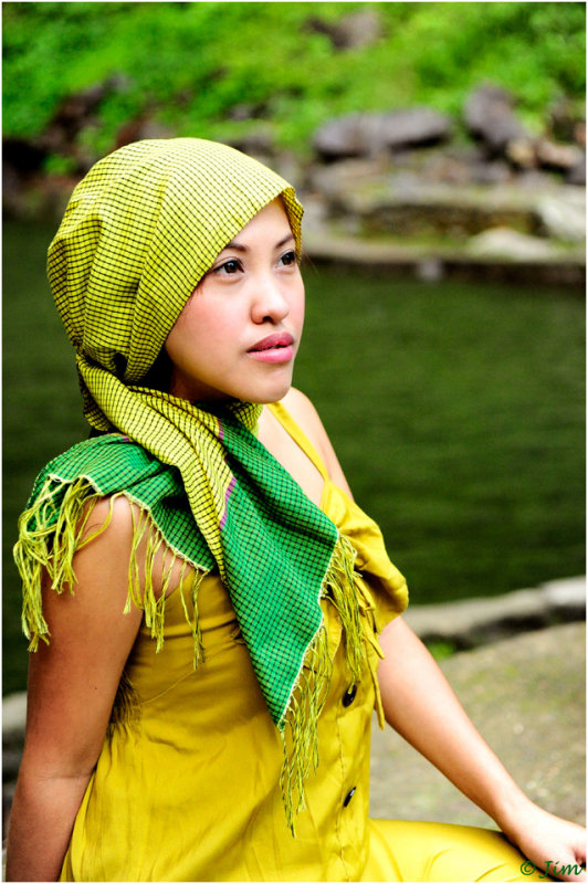 Female model photo shoot of poshly faith in katibawasan falls, camiguin island philippines