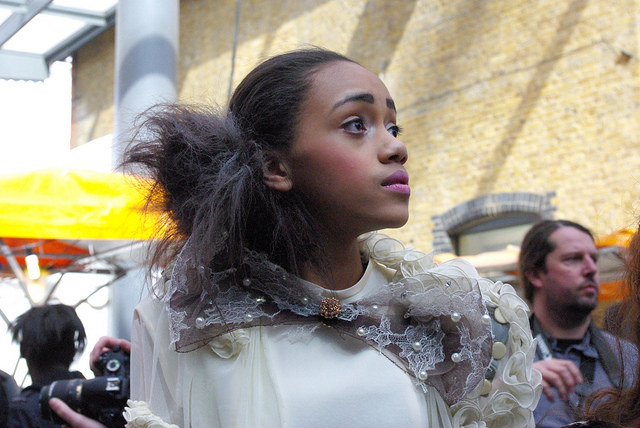 Female model photo shoot of Meg Siobhan in Spitalfields Market, London