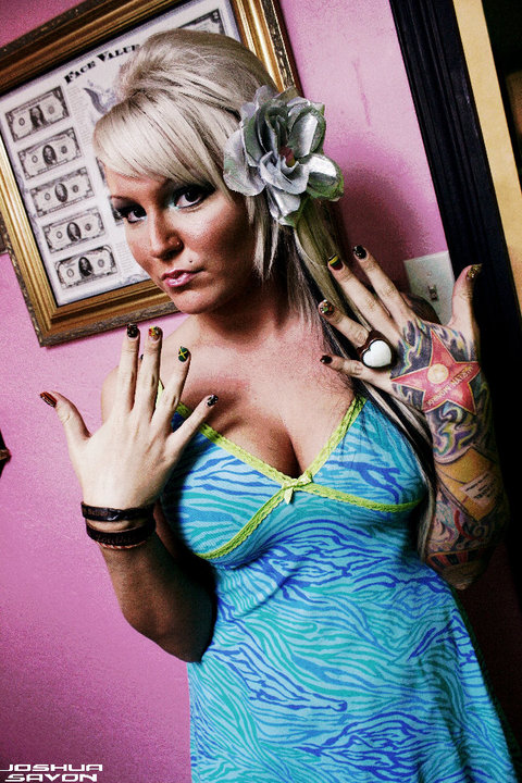 Female model photo shoot of Samantha Snyder in Pinz & Needlez Tattoo Studio.