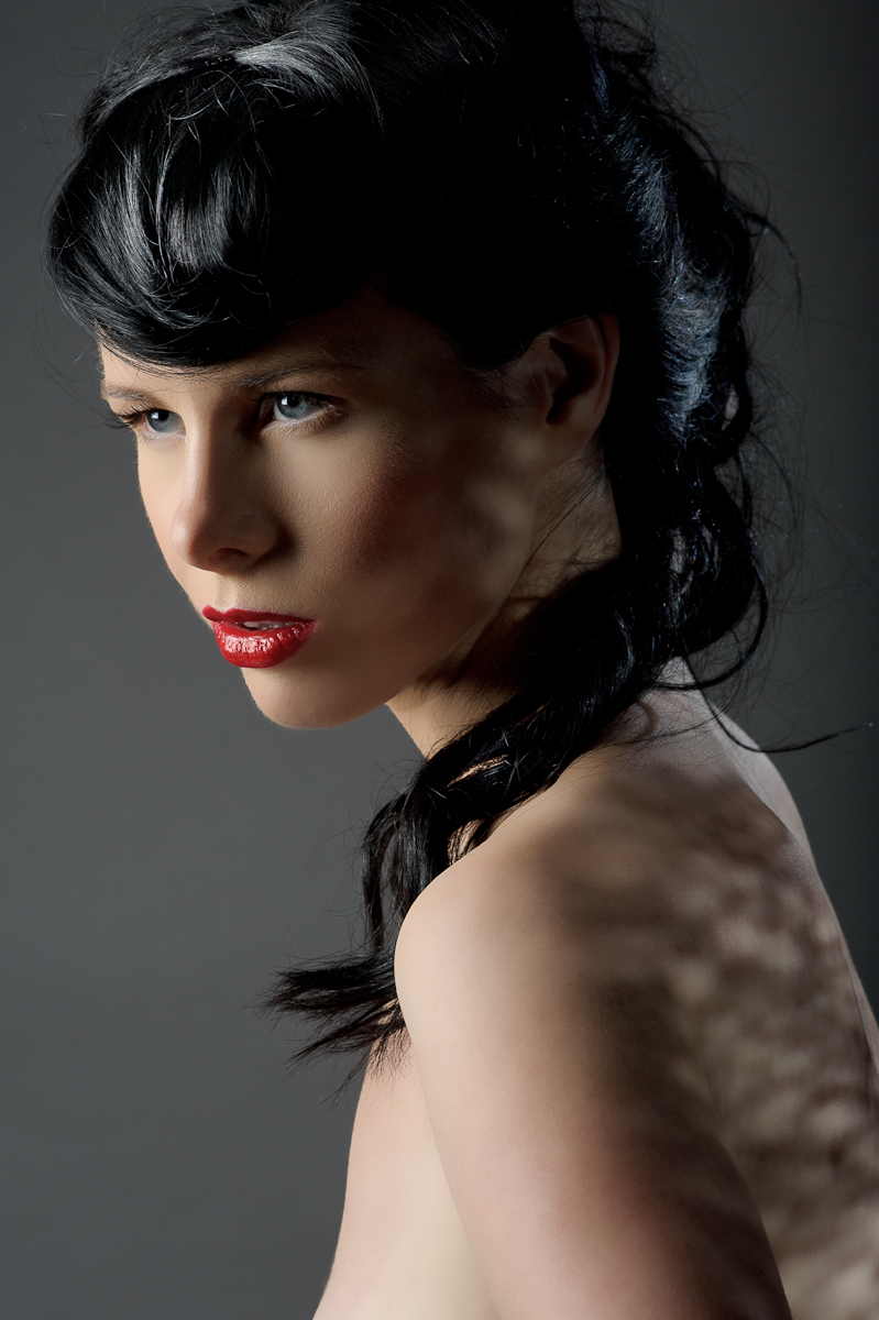 Female model photo shoot of Make up by Cannelle and Nina Swan by Jean-Claude Vorgeack, hair styled by Gino Intrabartolo