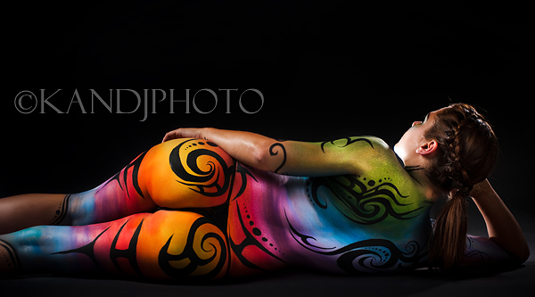 Female model photo shoot of Donna Hofstee and Nichole Nova by Jami Laree in Murrieta, body painted by Donna Hofstee