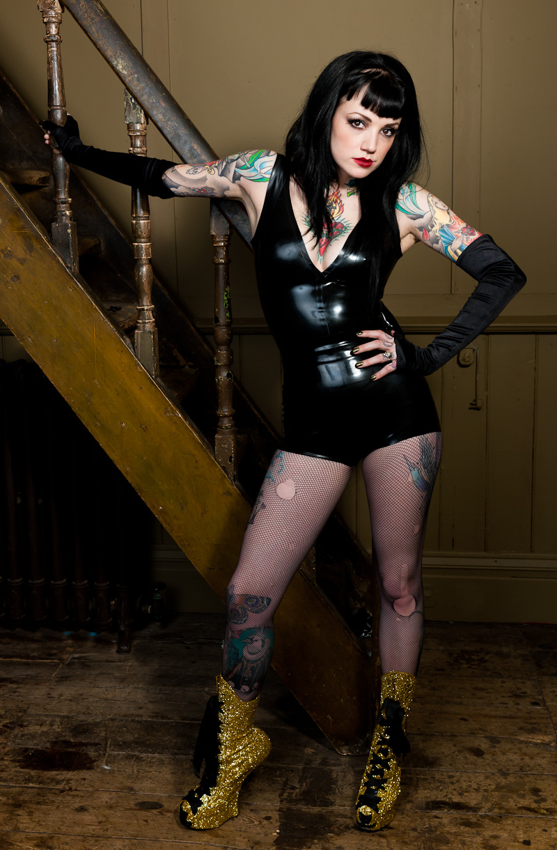 Male and Female model photo shoot of Ray And Images and Nina Kate in London, clothing designed by Jane Doe Latex