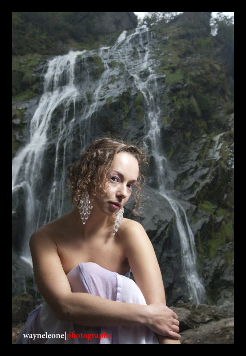Male and Female model photo shoot of Wayne Leone and Soulflykiss in Powerscourt Waterfall, body painted by caitriona giblin