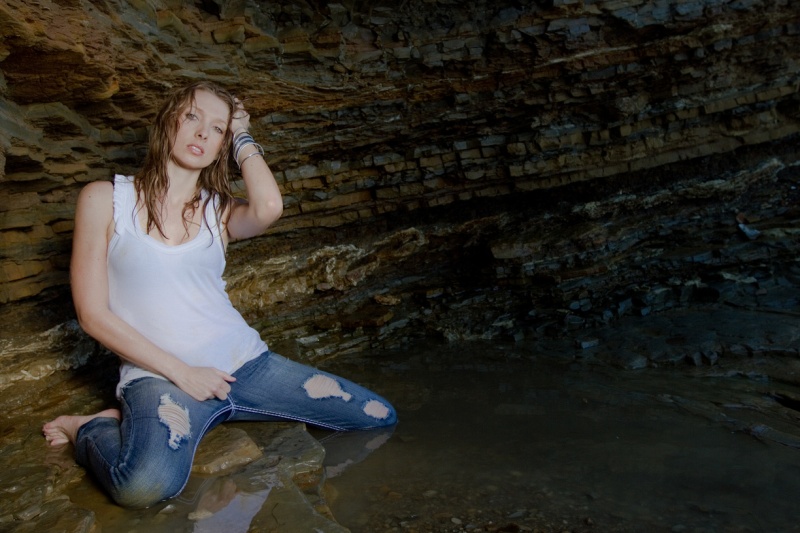 Female model photo shoot of April Hogan by OrangeJar Photography in Cabrillo Tide Pools