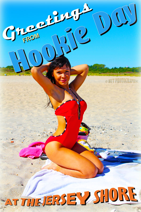 Male and Female model photo shoot of Hut and Miss Lenne in Hookie Day at the shore